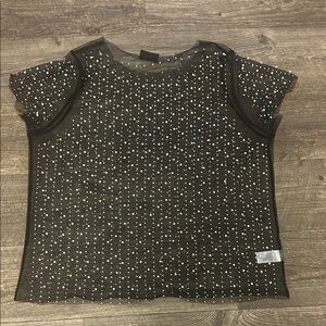 Chic Black Sheer Polka Dot Top